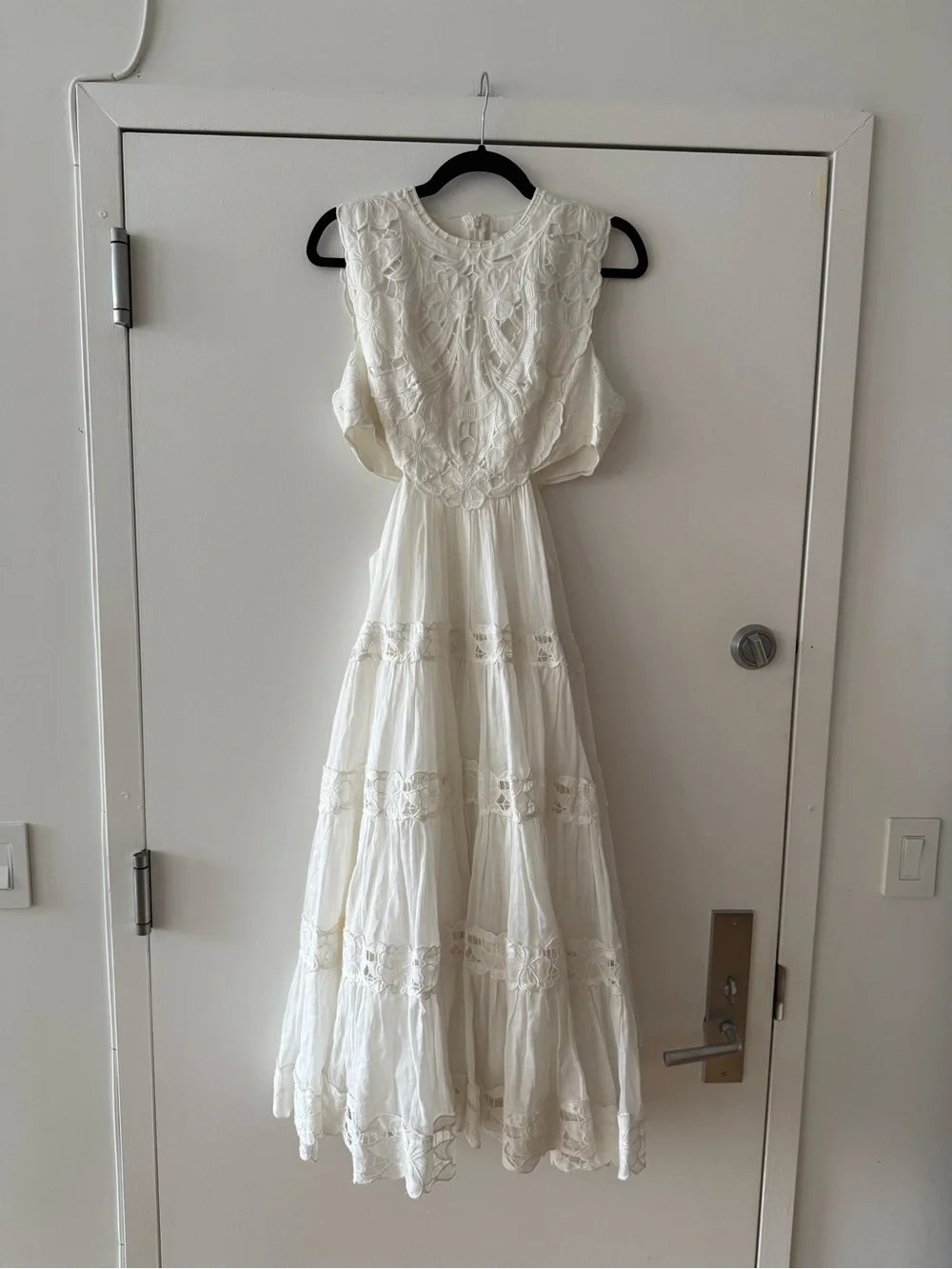 Zimmermann Cassia White Sleeveless Cutout Midi Dress - Size 2 = US 6/8